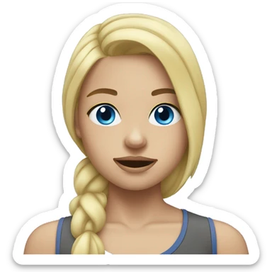 girl working out blue eye blonde hair sticker