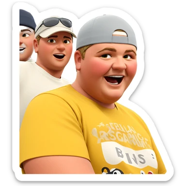 boys having fun in hats sticker