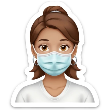 Lady with a brown hair nose piercing and face mask sticker