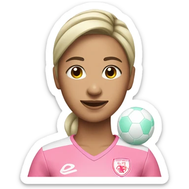 A female soccer player, dressed in pink and mint. Asian, like a ball and a star. sticker