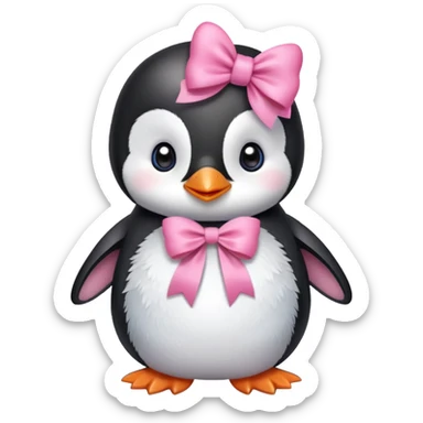 cute baby penguin with pink bow sticker