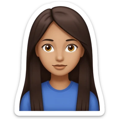 emoji of a woman with straight long dark brown hair, dark brown eyes, and light brown skin sticker