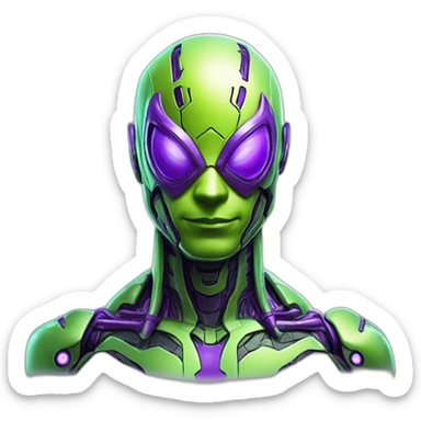lemon-green-and-purple-neon-Robotic cyborg spiderman sticker