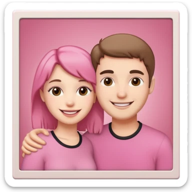 pink polaroid photo of a couple sticker