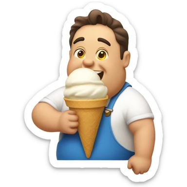 Fat man eating ice cream  sticker