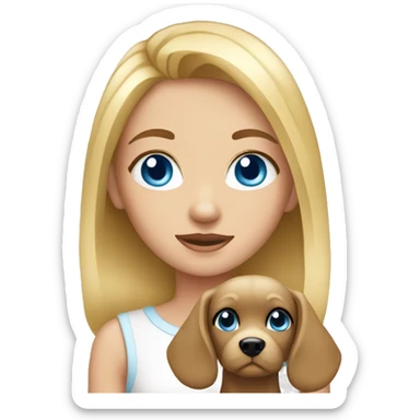 Girl with dog blue eyes blonde sticker