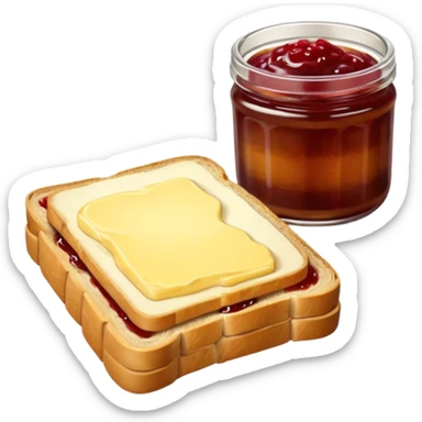 make a 2 slice of bread with butter and jam on top of it with not face sticker