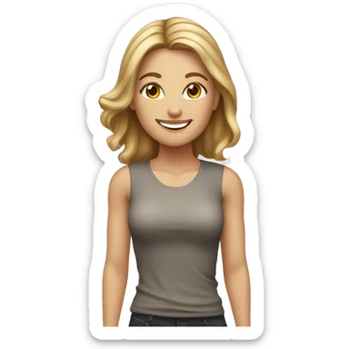 white female with brown to blond hair with a nice smile and hazel eyes sticker