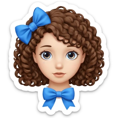 girl  with blue bow and curly hair sticker