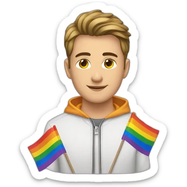 Drapeau LGBT tenu par un homme de 16 ans sticker