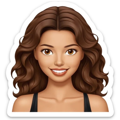 Adriana lima with brown wavy hair smiling and brown eyes sticker