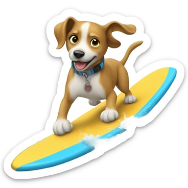 A dog surf boarding on a wave sticker