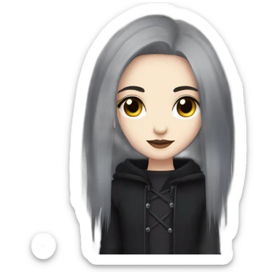 goth,girl,ash color hair,adorable,thin face,reddish eyes,gay,lesbian,cuddling sticker