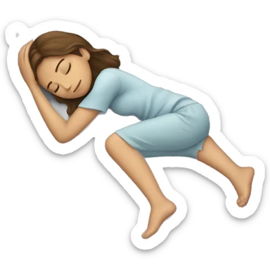 Girl with brown hair sleeping on gray pillow  sticker