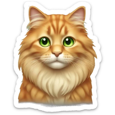 Long hair fluffy beige orange cat with green eyes sticker