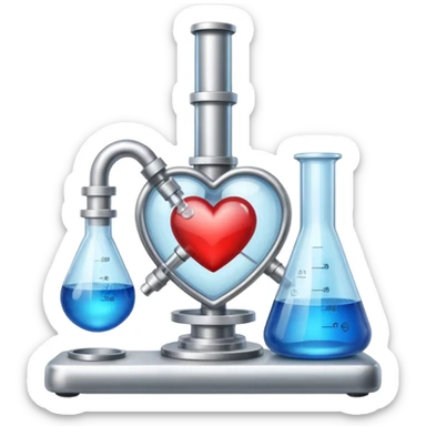 Heart emoji with things of laboratory  sticker