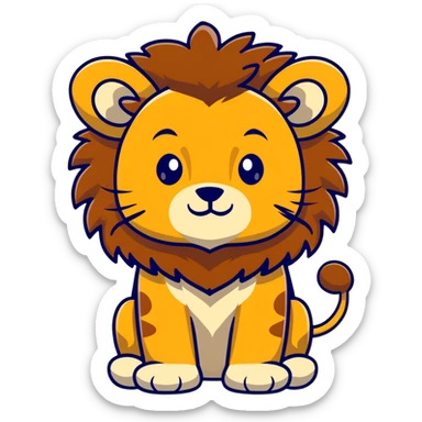 baby lion with fluffy mane sticker