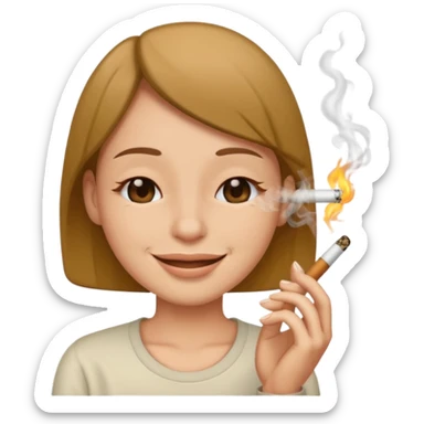 someone smiling with low eyes smoking a joint sticker