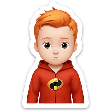 baby Jack Jack from The Incredibles with orange hair in red onesie sticker