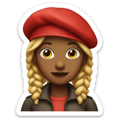 a girl in a red beret sticker