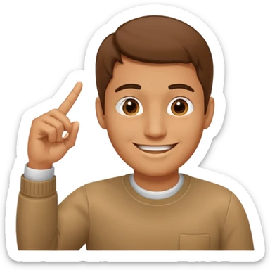 man pointing with index finger on his hand towards forehead and smiling sticker