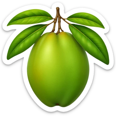 A green mango with leaves sticker