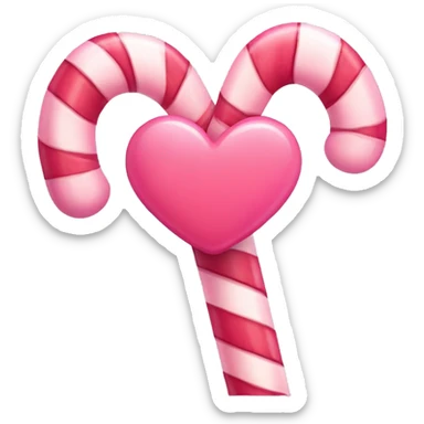 Smiling pink candy cane with a cute bow and tiny heart details sticker