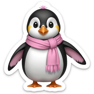 penguin with pink scarf  sticker