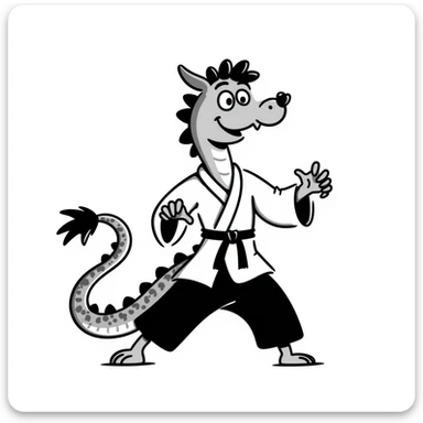 a dragon karate master, hand drawn doodle style sticker