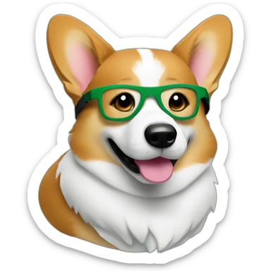 corgi with accountant green visor sticker