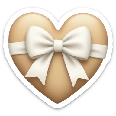 beige heart with white bow sticker
