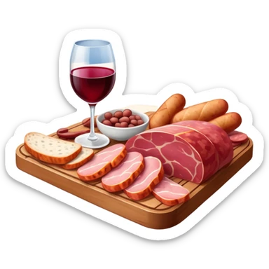 SPAM charcuterie AND wine on a patio of a french hotel painting  sticker