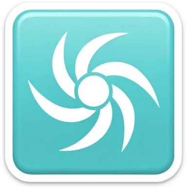 a Tiny compressed Stylized light-turquoise wind symbol inside a pastel white square icon, light turquoise borders sticker