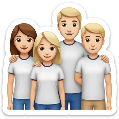 five caucasian people standing together as a team sticker