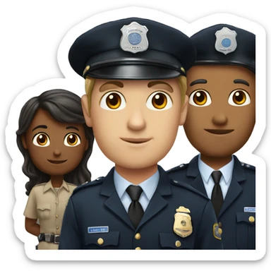 a tall boy is police man and short girl advocate sticker