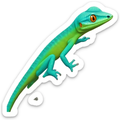 Anole lizard blue and green with orange neck sticker
