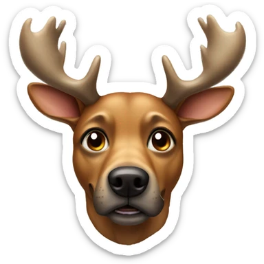 Dog with a moose's head sticker