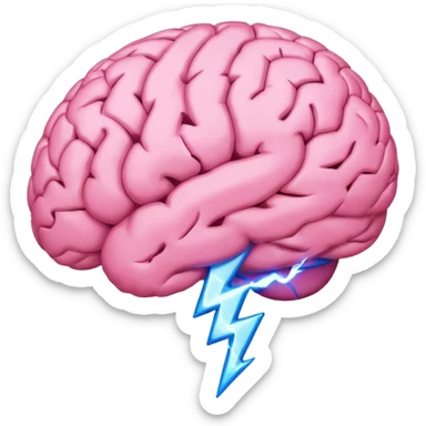 pink brain with a single lighting bolt sticker