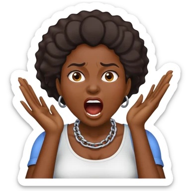 Black women with two hands on her neck yelling sticker