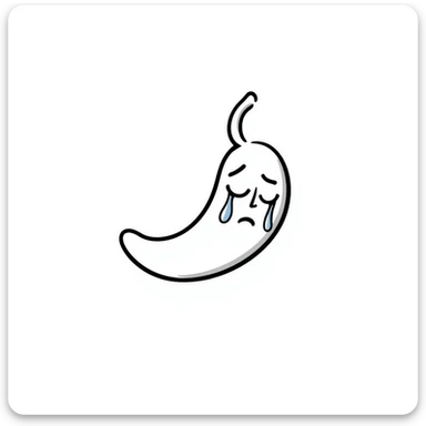 a stomach with a sad crying face, hand drawn doodle style sticker