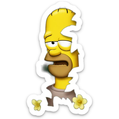 Homer simpsons with his head in a bush sticker