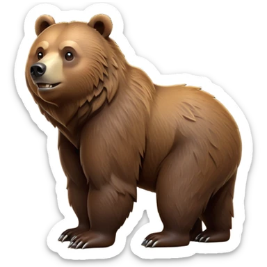 cinematic-[grizzly bear]-realistic-full-body-standing on all fours-emoji,-tail-tucked-close,-head-tilted-dramatically,-thick-[brown]-fur,-simplified-yet-realistic-focused-features,-highly-detailed,-glowing-with-an-almost-sarcastic-glow sticker