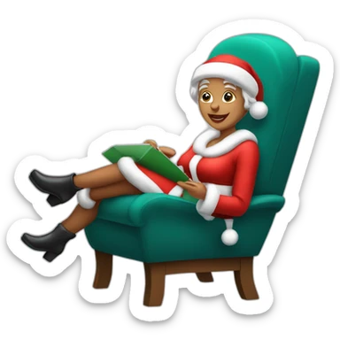 mrs santa claus sitting in chair sticker