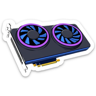 modern gaming video card with RGB lighting and cooling fans sticker