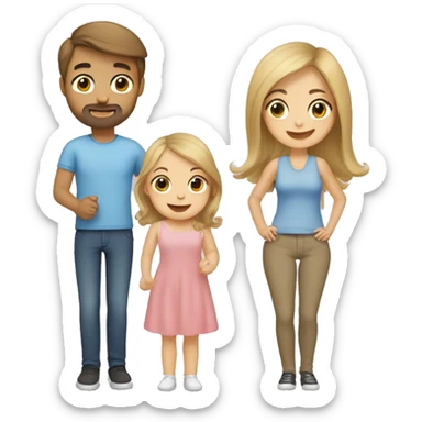 Mum, Brown hair,  Dad, Blond hair with Baby  sticker