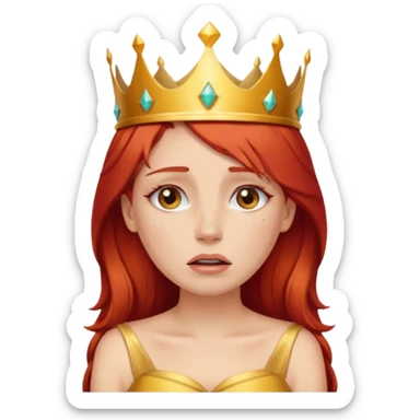 Beautiful lady crying can see shoulders red hair and crown on her head sticker