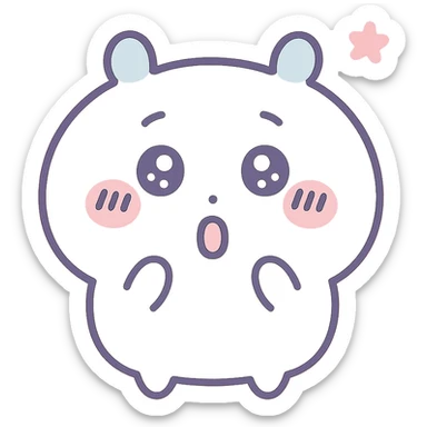 chiikawa character, surprised face, soft shading, minimal background sticker