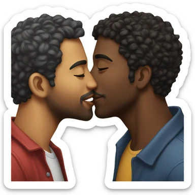 Black guy and Latino guy gay kiss sticker