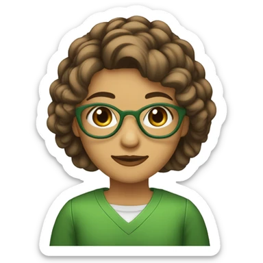 Mulher cabelo assimetrico castanho claro curto de um lado olhos verdes na academia  sticker