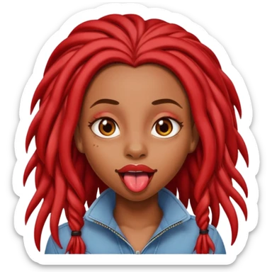 Black Girl sticking out tongue long red locs brown eyes pretty lips  sticker